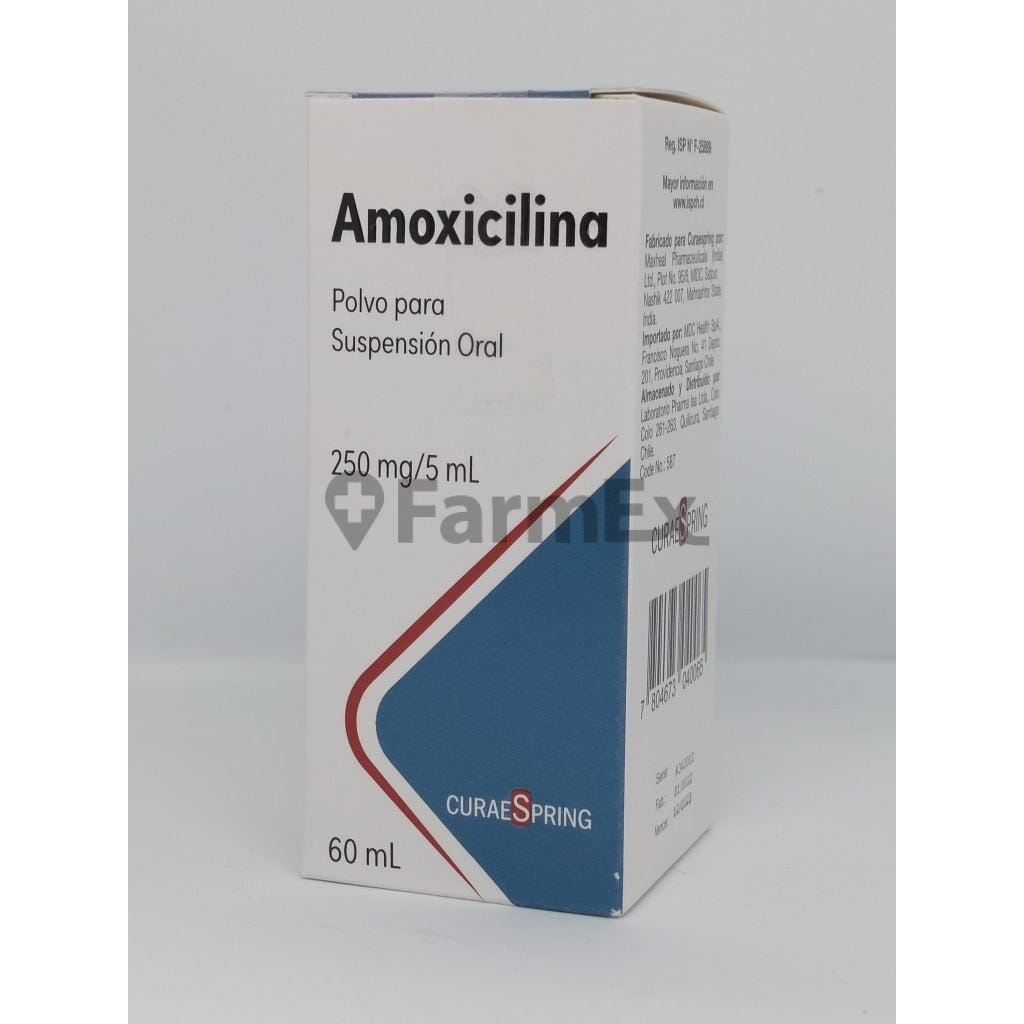 Amoxicilina Polvo Para Suspensión Oral 250 mg / 5 mL x 60 mL Farmex-Fonasa-Persistente